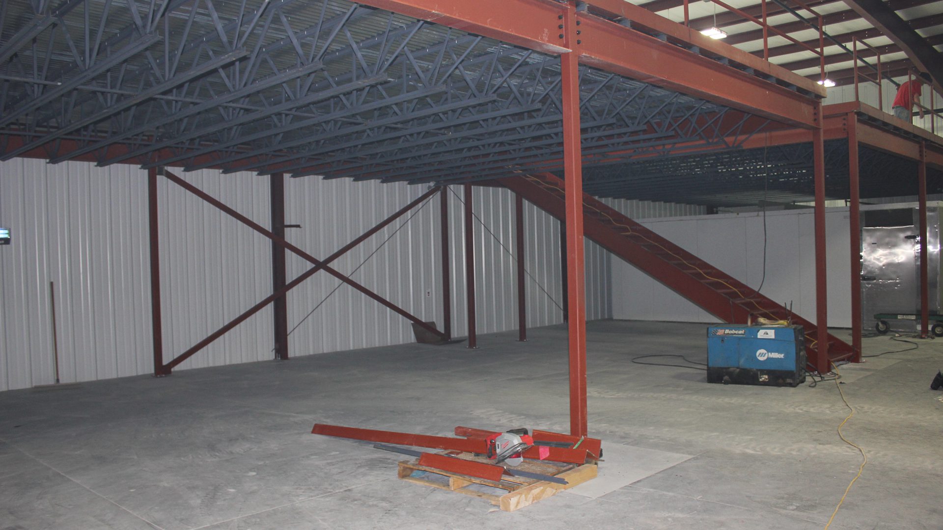 structural steel garage area